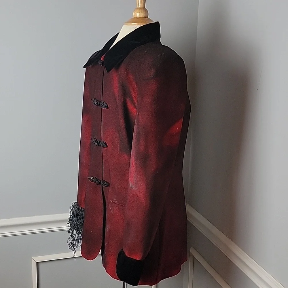 UPCYCLED Ghost Pirate Red Black Blazer‎ Jacket Dread Hair Hat Halloween Costume